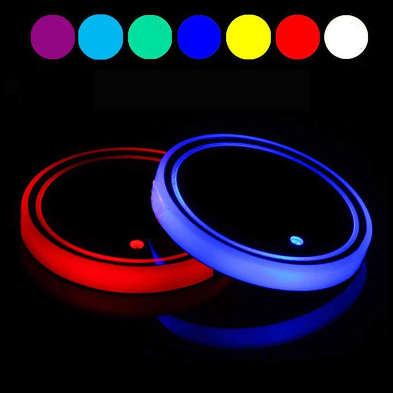 Universal LED Car Cup Holder Light Car Coasters Bottle Atmosphere Light Mats 7 C