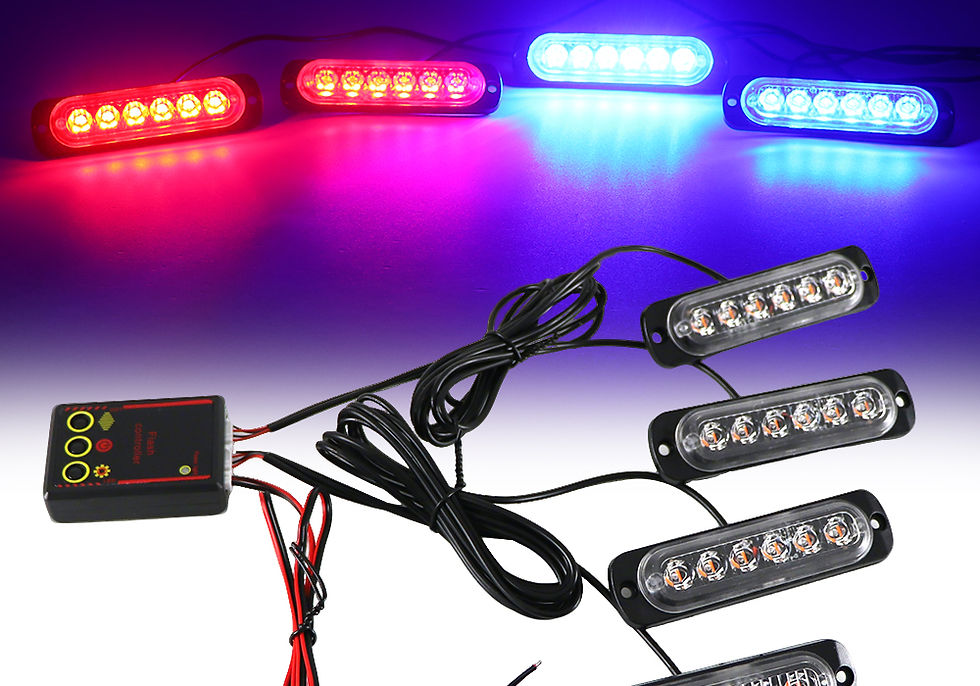 Thumbnail: 4 in 1 Car Front Grille Lighting Police LED Emergency Strobe Warning Lights Fire