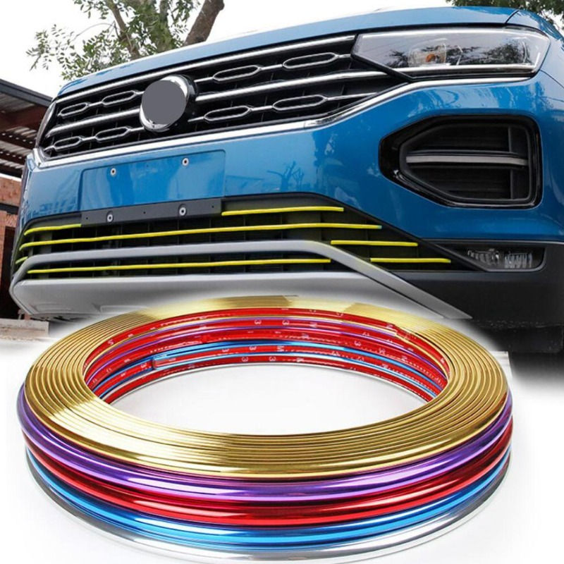 8M Car Decor Car Wheel Rim Protector Sticker Chrome Moulding Strip Trim Grille B
