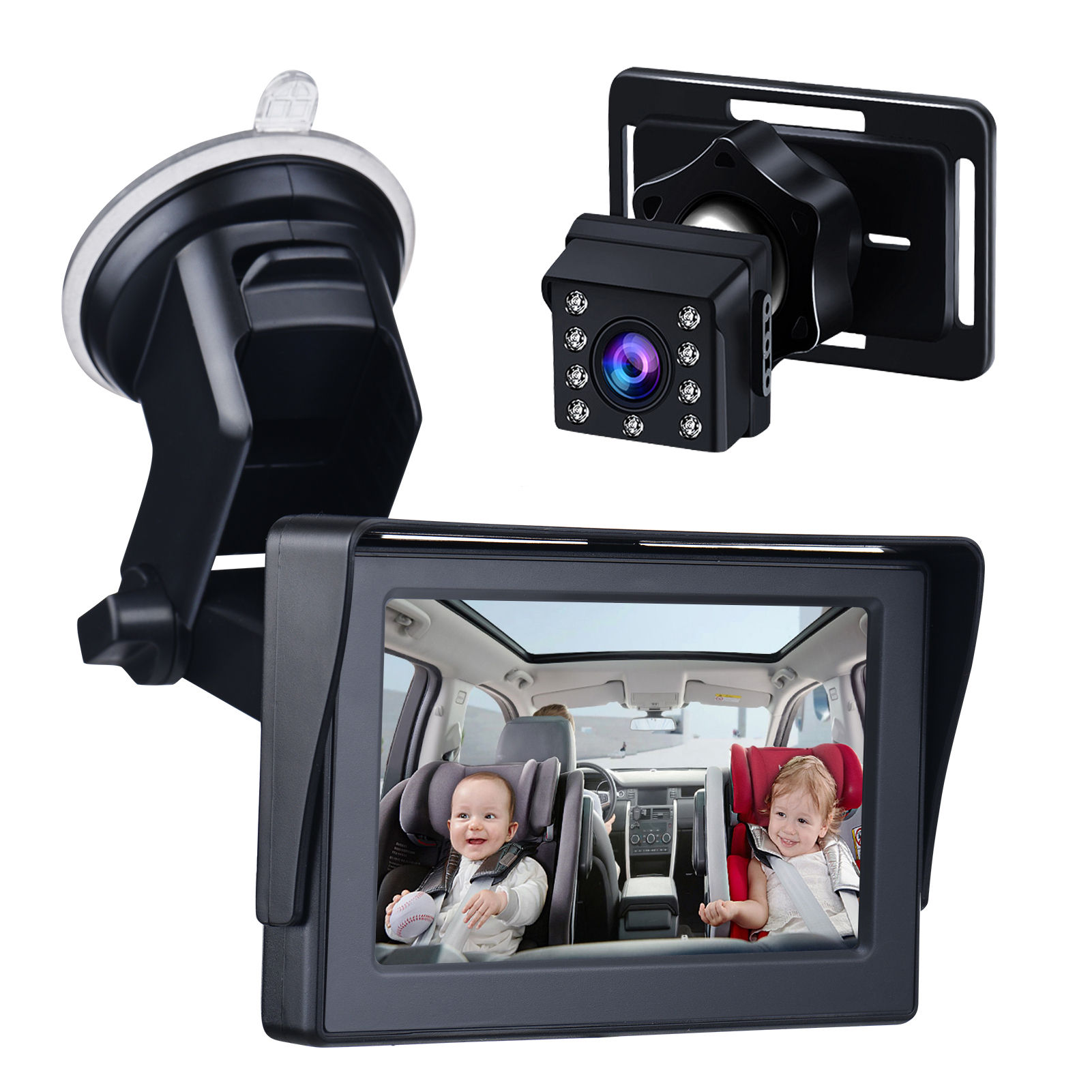 Baby Car Camera 1080P 4.3Inch Baby Car Cam Night Vision Safety Car Seat Monitore