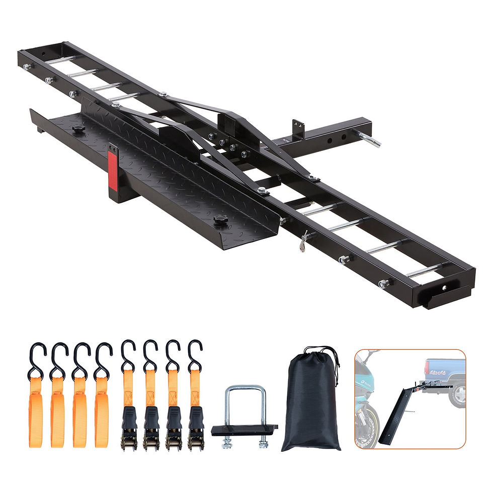 Thumbnail: SKYSHALO Steel Motorcycle Hitch Carrier, 600 LBS Capacity, Includes Ramp, R..