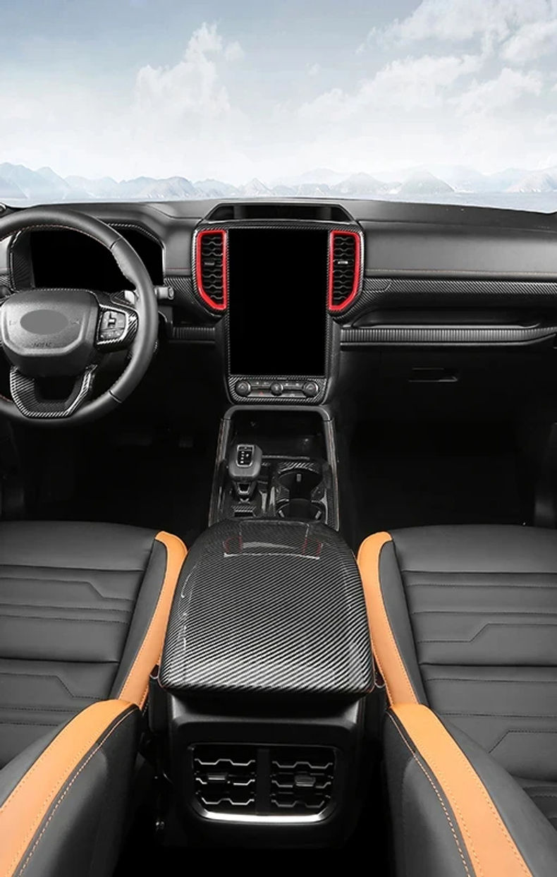 Thumbnail: ABS Carbon Fiber Color Armrest Box Decorative Cover for Ford Ranger T9 2022 2023