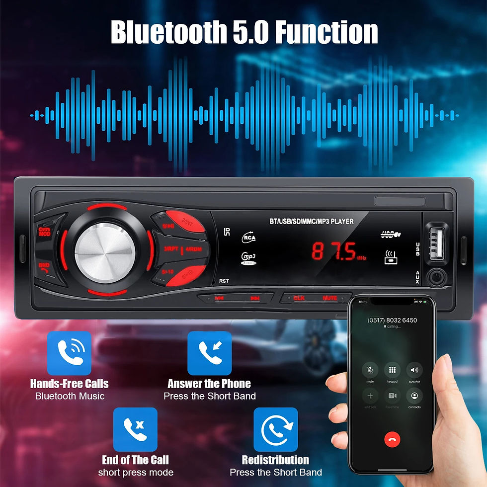 Thumbnail: PHONEPACE Bluetooth Car Stereo 4x15W Car Audio FM Radio MP3 Player USB/SD/AUX Ha