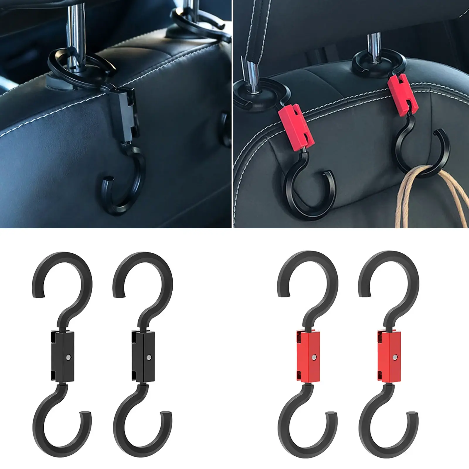 1 pair Car Headrest Hook Seat Back ABS Hook Portable Hanging Clothes Holder Adju