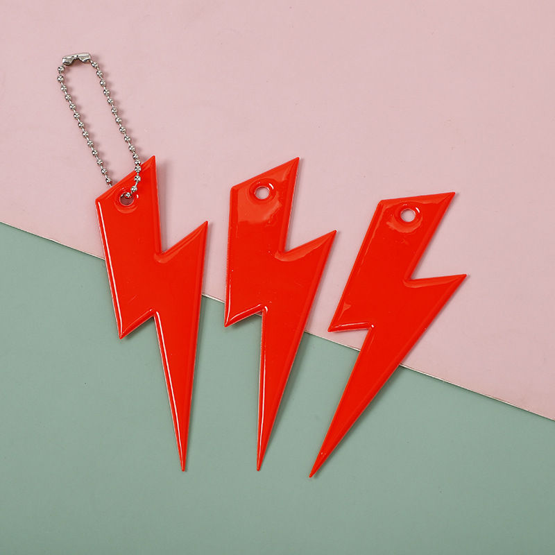 Thumbnail: 3Pcs Lightning Shape Reflective Keychain Reflective Pendant for Bags Strip Ornam