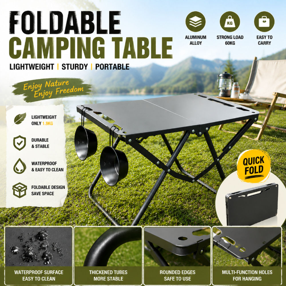 Camping Beach Foldable Picnic Table Portable Hollow Edge Hangable Item Design Sp