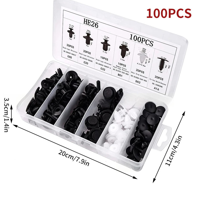 Thumbnail: 6 Size 100-820Pcs Auto Fastener Clips Kit Plastic Rivets Fastener Screw Car Bump