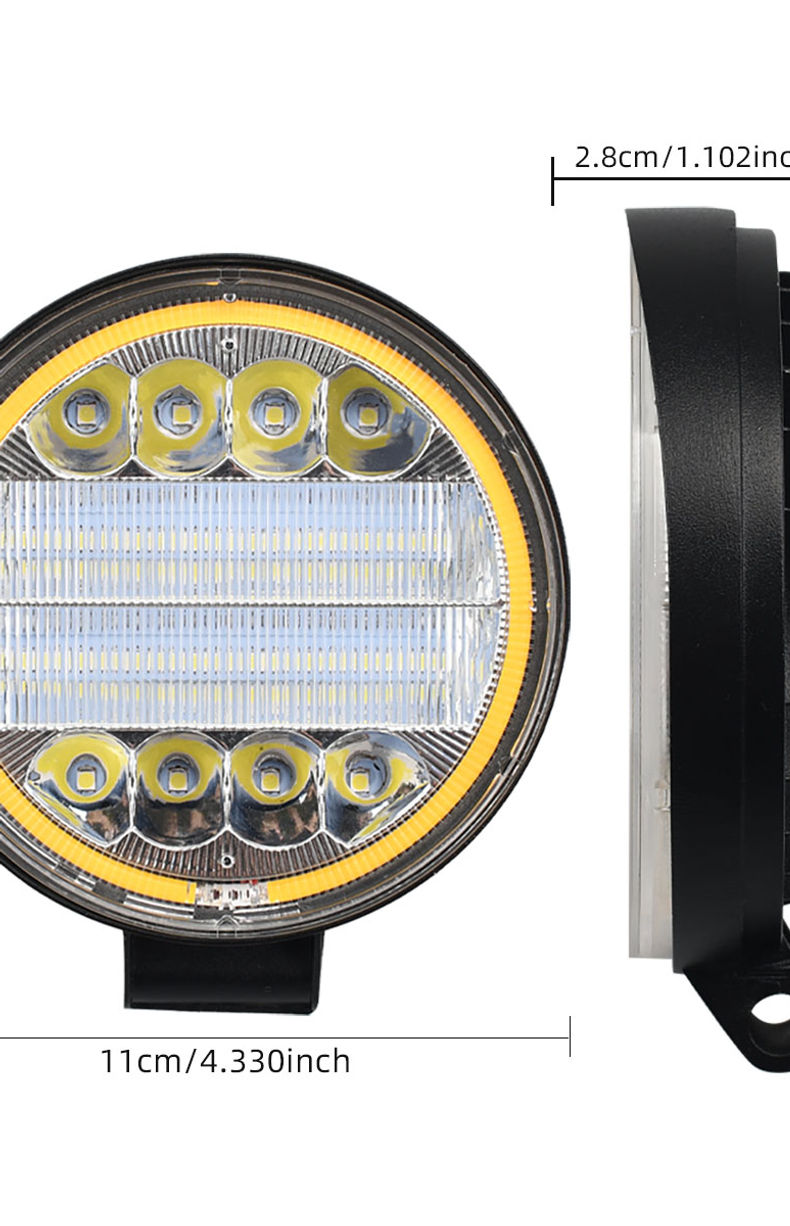 Thumbnail: 4-Inch 72W LED Round Spot Work Light Combo Flood Driving Amber Fog Lamp For Truc