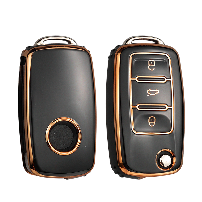 Thumbnail: Leather TPU Car Key Case Car Key Full Cover Protection Bag for VW Volkswagen Pol