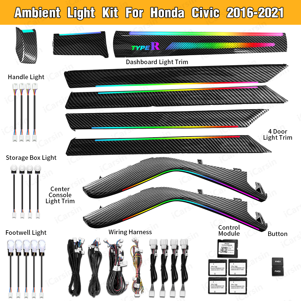 Dynamic Symphony Ambient Light for Honda Civic 10th Gen 2017 - 2020 Interior LED