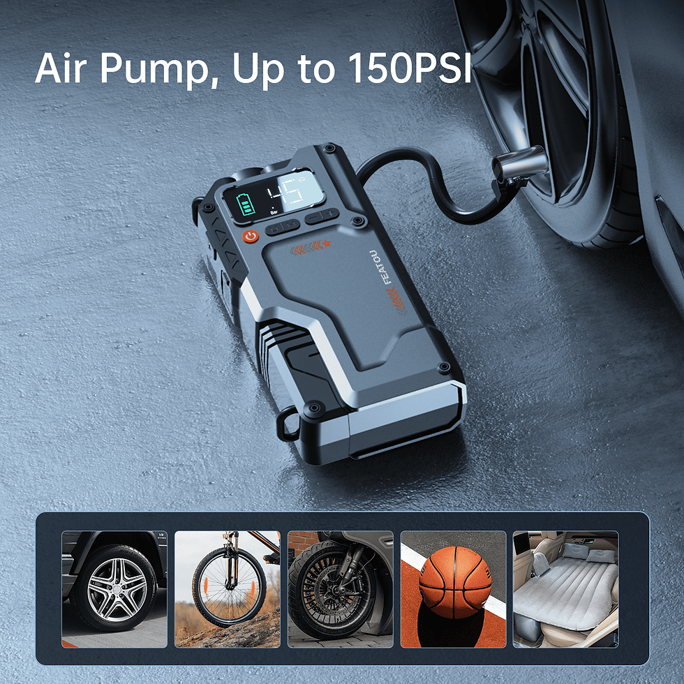 Thumbnail: Featou Jump Starter with Air Compressor, 5 in 1 Function Jump Box 3000A Pea..