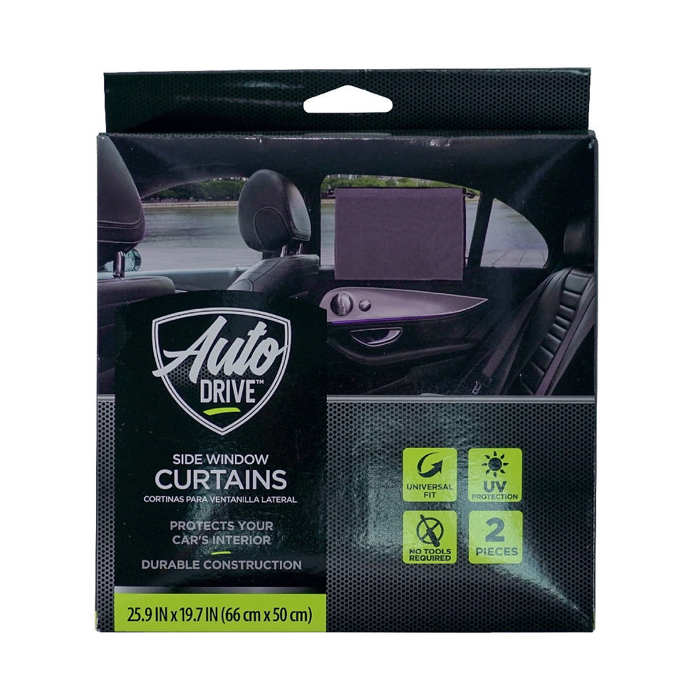 Thumbnail: Auto Drive Universal Side Window Suction Cups Grey Curtain Sun Shade 2 Coun..