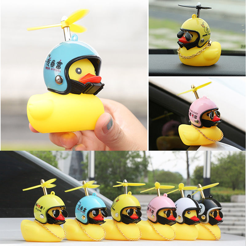 Thumbnail: Car Cute Little Yellow Duck With Helmet Propeller Wind-breaking Duck Auto Interi