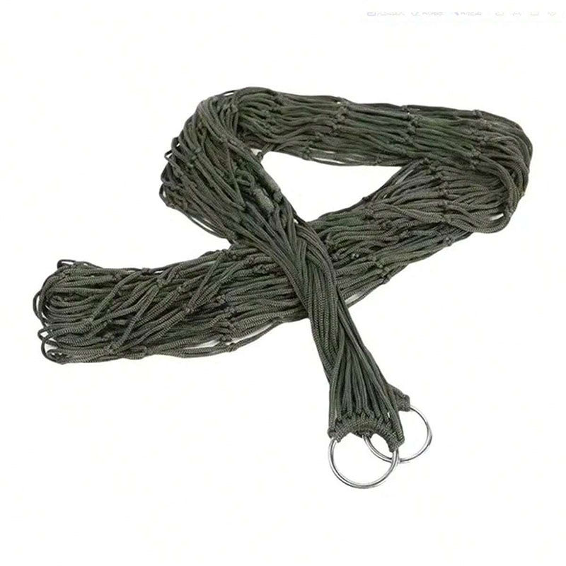 Outdoor Gear - Thickened Mesh Camping Hammock, Nylon Rope Single-Person Mesh Ham