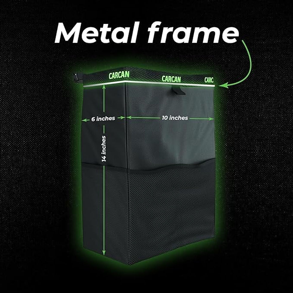 Thumbnail: CarCan Trash Can Waterproof Car Trash Bin with 3 Pockets Foldable Hanging C..