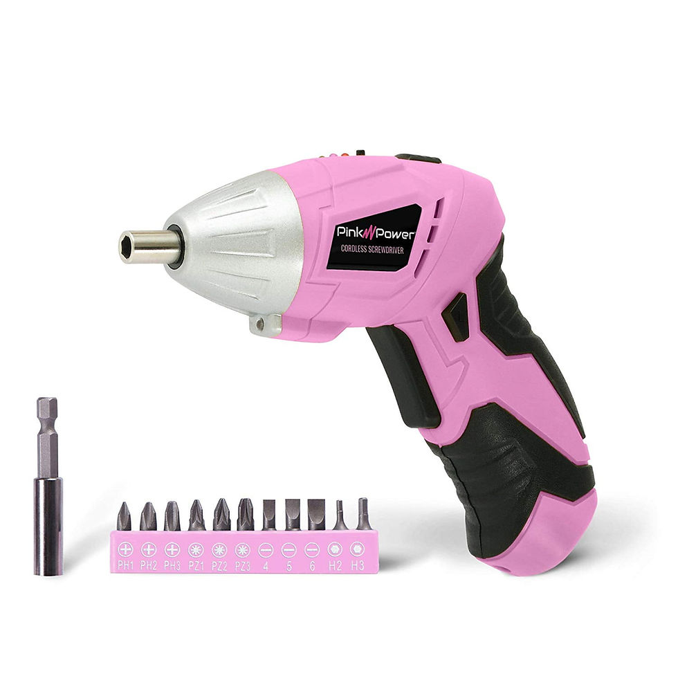 Thumbnail: Pink Power 3.6V Cordless Electric Screwdriver - Pink Tool Set Small Screw G..