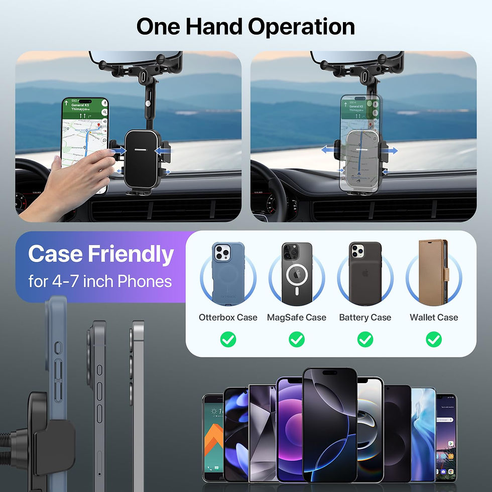 Thumbnail: Universal Car Rearview Mirror Phone Holder,360° Rotating and Retractable Rear Vi
