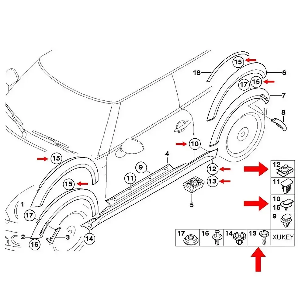 Thumbnail: 10pcs For BMW Hex Head Tapping Socket Bolt Screw Clips Undertray Splash Guard Fo
