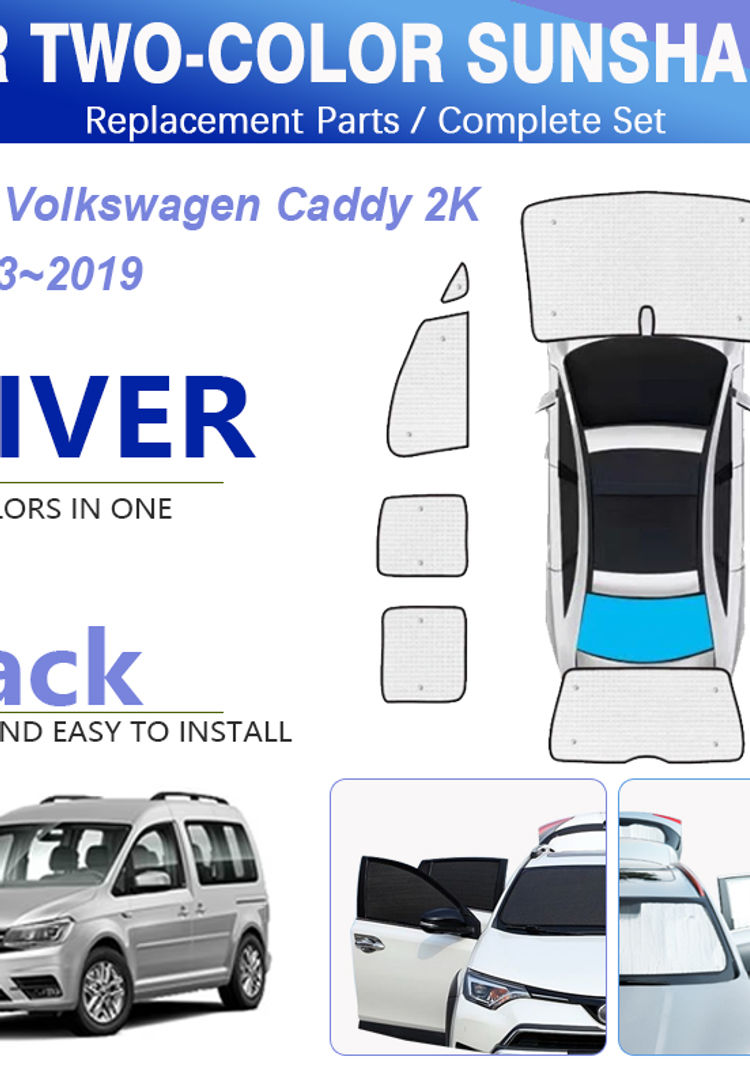 For VW Volkswagen Caddy 2K 2003~2019 Car Window Sunshades Black Silver Window Vi