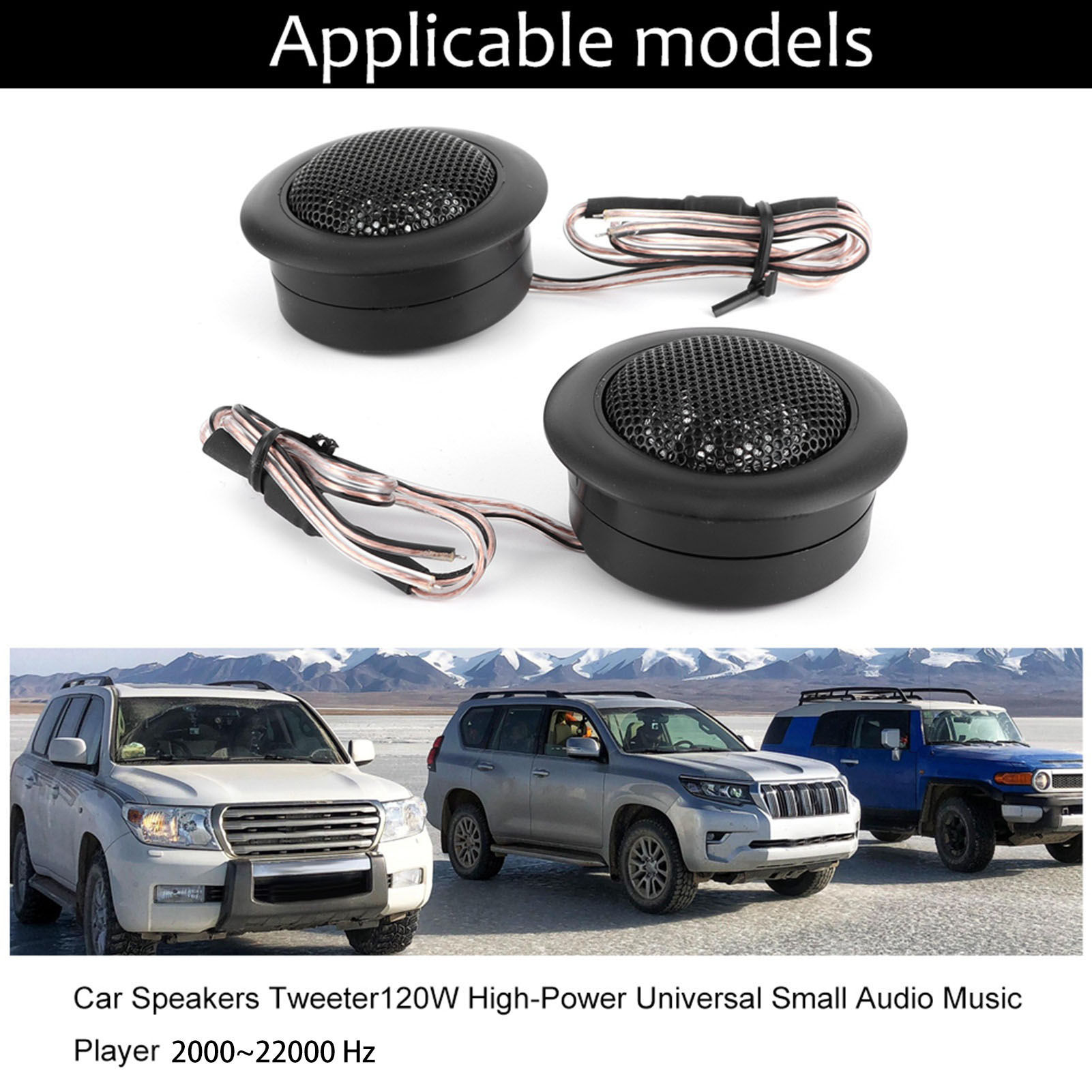 2Pcs Car Speakers Tweeter 120W 2k~22kHz Car Audio Small Speaker High‑Power Unive