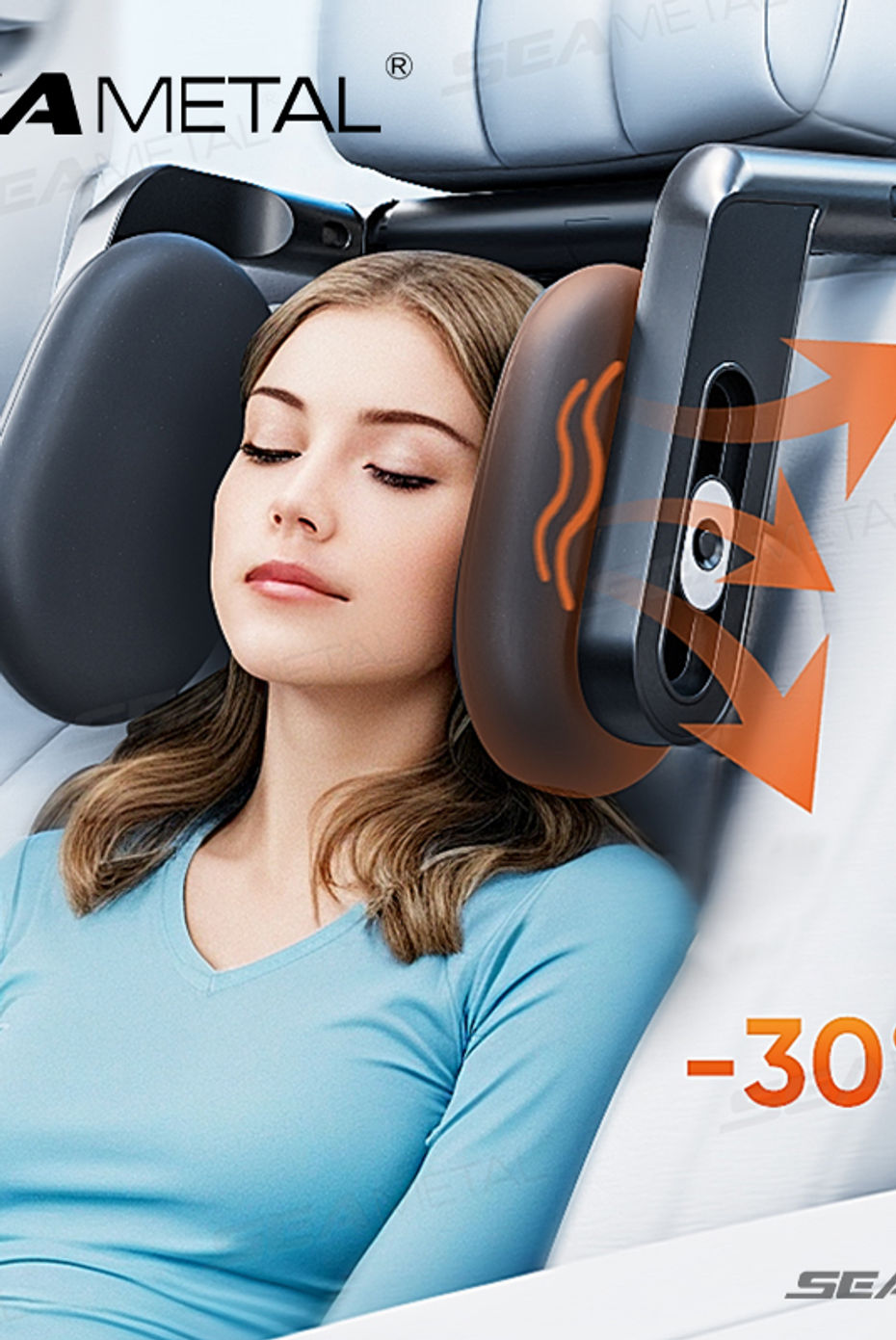 SEAMETAL Multifunctional Car Headrest 3D Memory Foam Neck Support Pillow Free-Ad