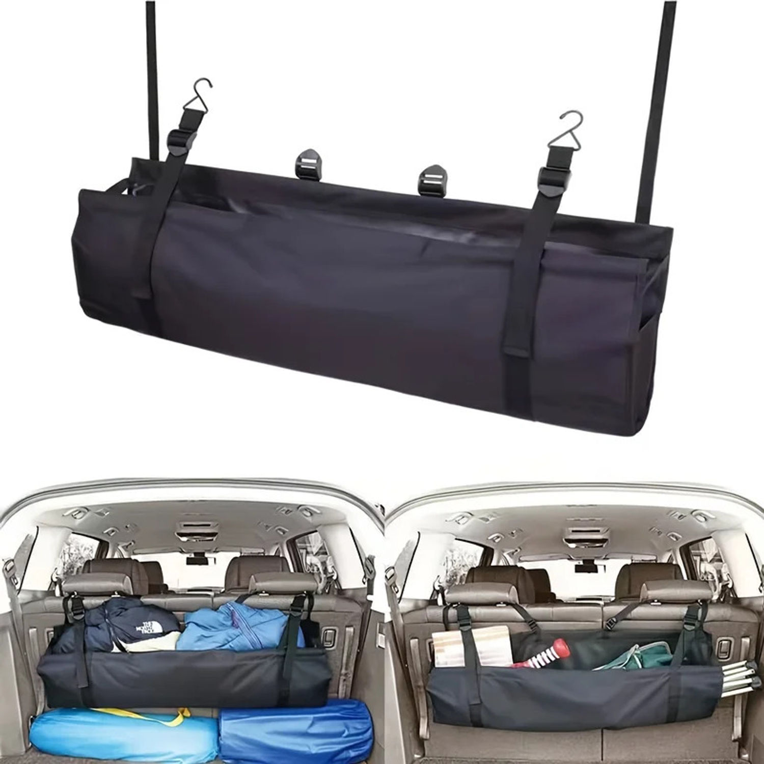 High Capacity Car Trunk Organizer Oxford Backseat Storage Bag Net Multi-use Adju