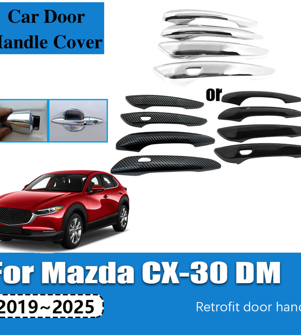 For Mazda CX-30 DM CX30 2019~2023 2024 2025 Chrome Door Handle Catch Cover Decor