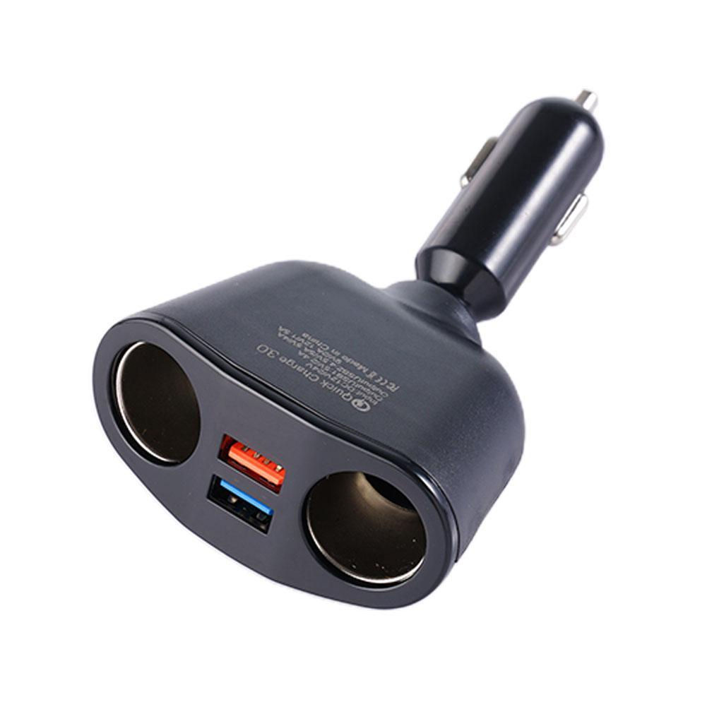 Car Cigarette Lighter 12V-24V Socket Splitter Blue Atmosphere Light PD QC3.0 2 U
