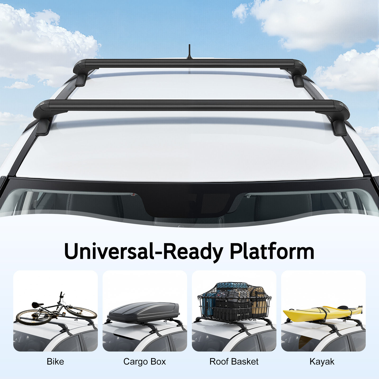 Universal Car Roof Rack with Lock 100cm Aluminum Roof Rack Luggage Carrier Unive
