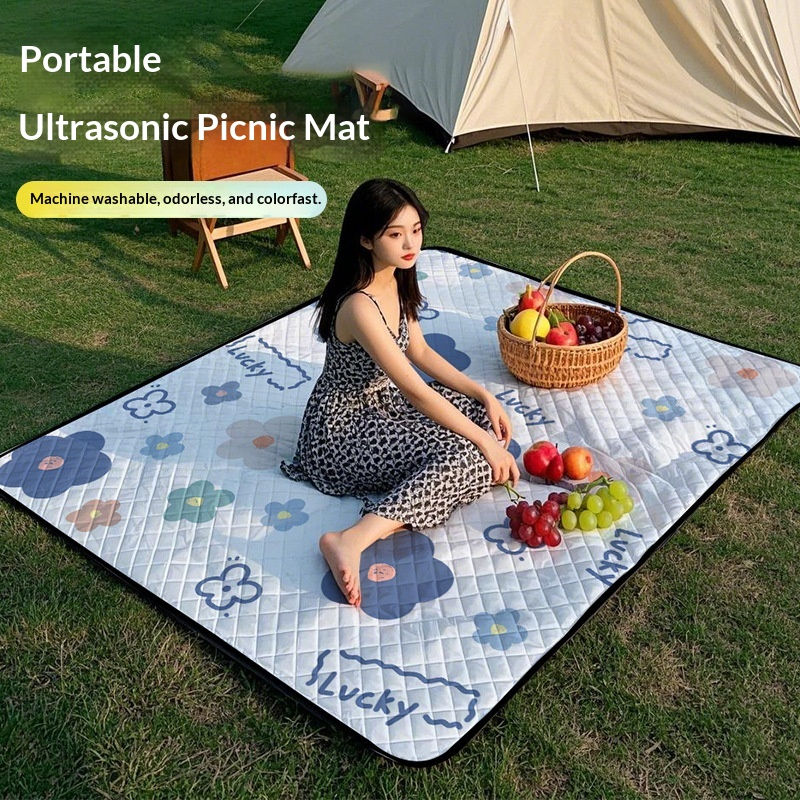 Camping Blanket Waterproof Picnic Mat 200x200CM Large Portable Foldable with Han