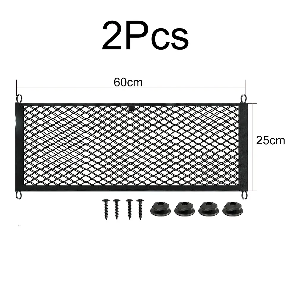 Thumbnail: 2PCS Stretchable Cargo Net Pocket Trunk Side Elastic Storage Mesh Bag Car Interi