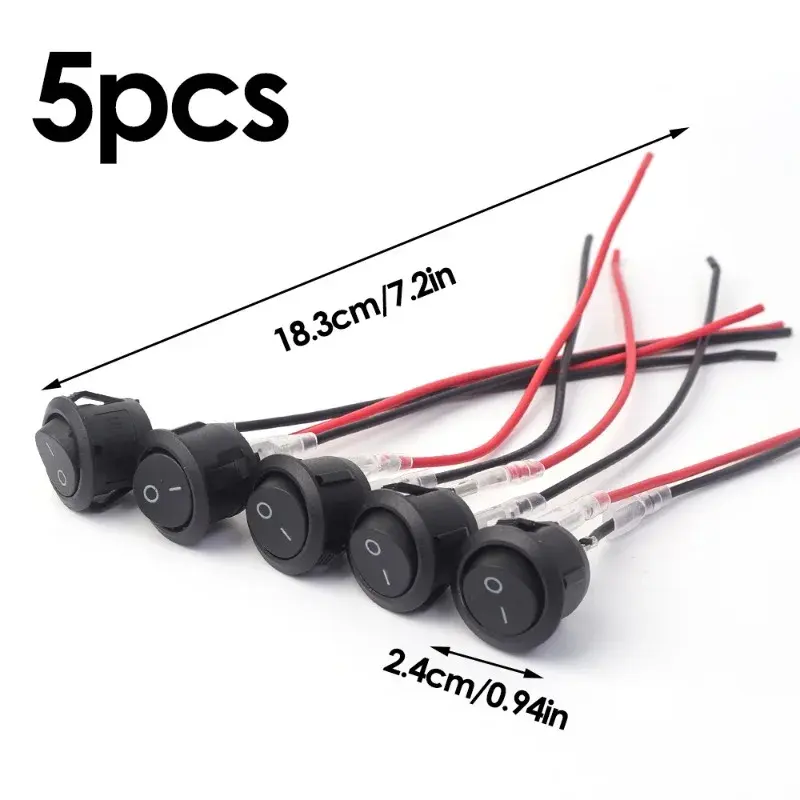 Thumbnail: 10/5PCS ON/OFF Round Rocker Switch MINI Toggle Switch 2 Pin SPST Push Button Swi