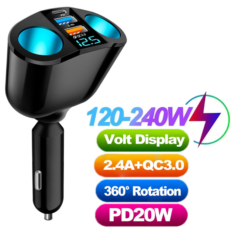 Thumbnail: 66W QC3.0 PD Car Cigarette Lighter Adapter USB Fast Charge Phone Charger 12V-24V