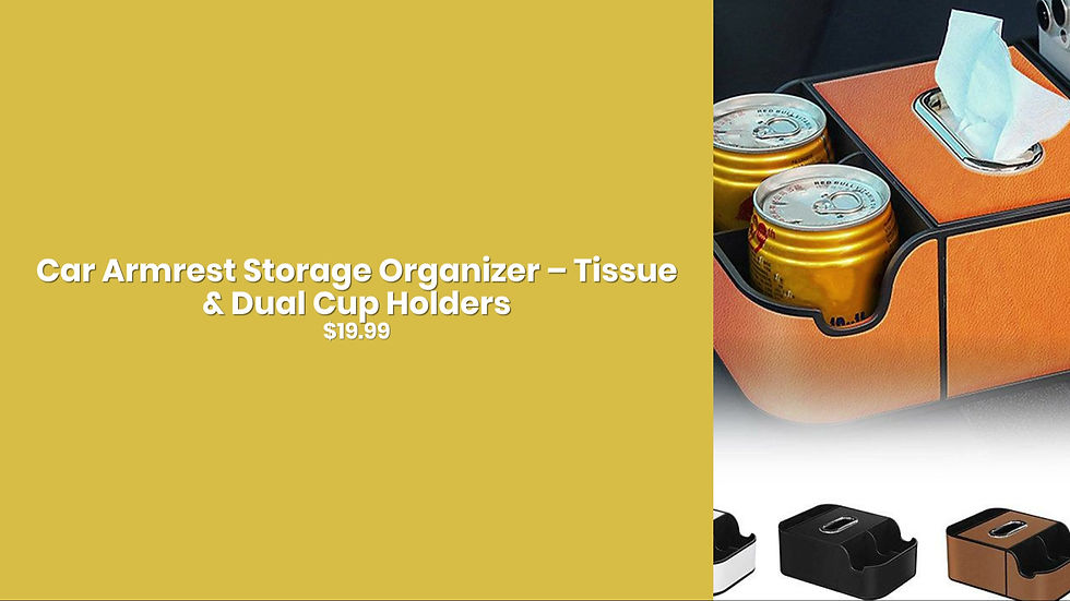 Thumbnail: Car Armrest Storage Organizer – Tissue & Dual Cup Holders