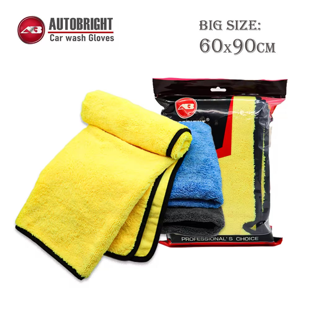 AUTOBRIGHT 400gsm 60x90cm Microfiber Cleaning Towel Yellow Blue Grey Wash Towels