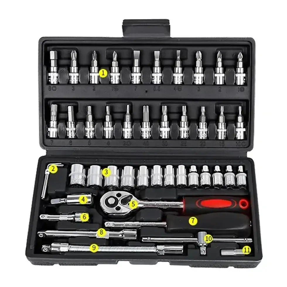 Thumbnail: 46/53 Piece/Set of Car Repair Tool Kit 1/4-Inch Socket Set Car Repair Tool Ratch