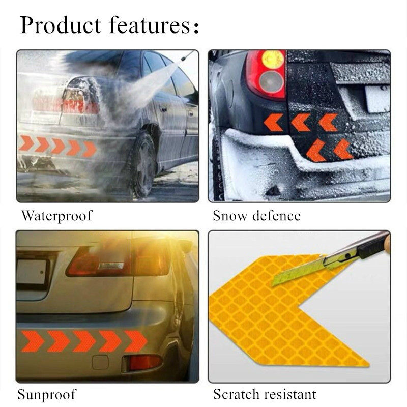 Thumbnail: 6/20pcs Car Reflective Arrow Sticker Safety Warning Sticker for Car Bumper Trunk