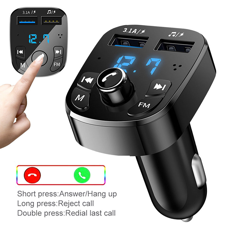 Thumbnail: Car Mp3 Player Dual USB Fast Charger FM Transmitter Bluetooth-compatible5.0 Hand