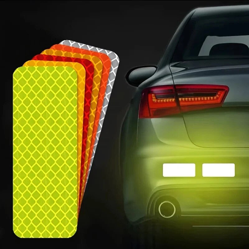 10Pcs Car Bumper Reflective Safety Strip Stickers Warning Waterproof Reflective