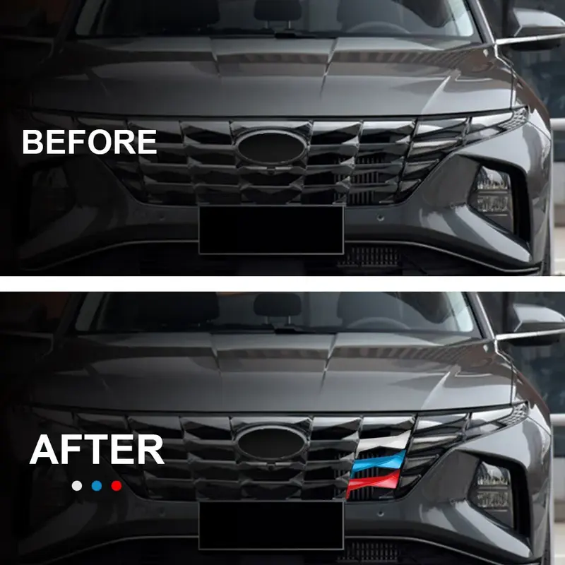 Thumbnail: 3Pcs Car ABS Plastic Front Hood Grille Grill Strip Cover Trim Decoration Fit For