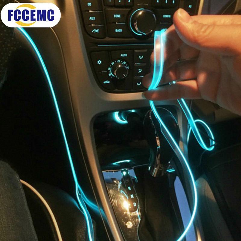5m Car Interior Accessories Atmosphere Lamp EL Cold Light Line With USB DIY Deco