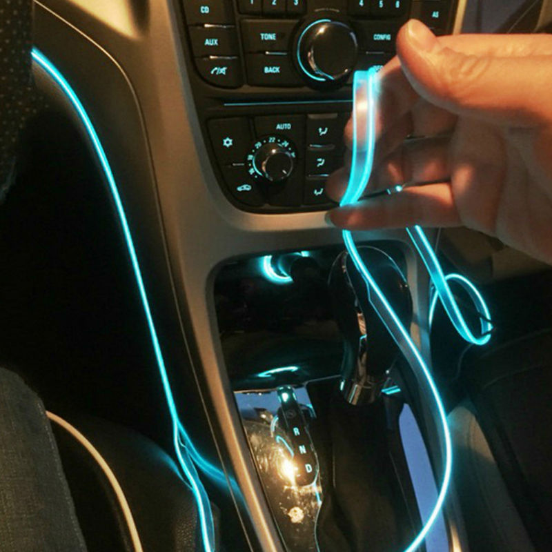 5m Car Interior Accessories Atmosphere Lamp EL Cold Light Line With USB DIY Deco