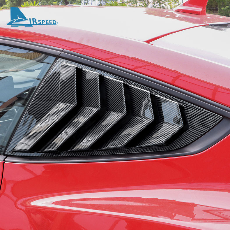 For Ford Mustang S650 GT 2024 2025 Car Rear Louver Window Gloss Black Carbon Fib