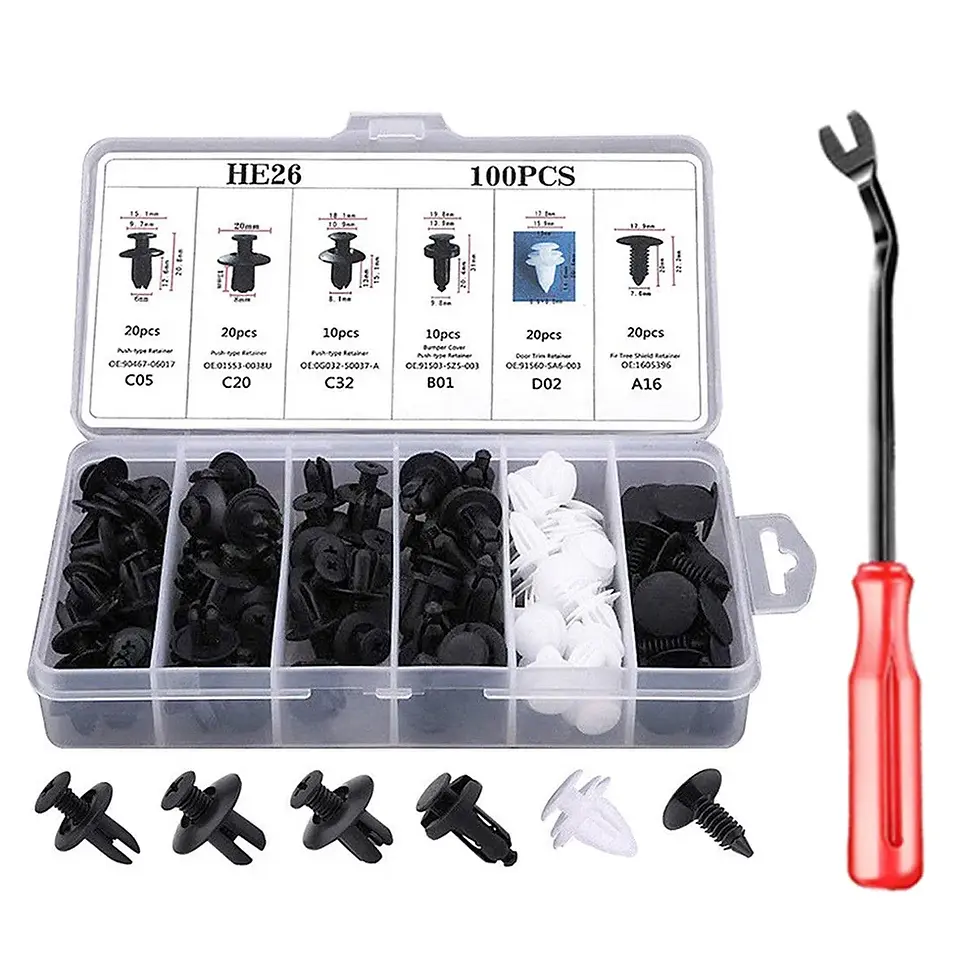 Thumbnail: 1105Pcs-100Pcs Plastic Car Fastener Clips Kit Mixed Car Bumper Door Trim Panel A