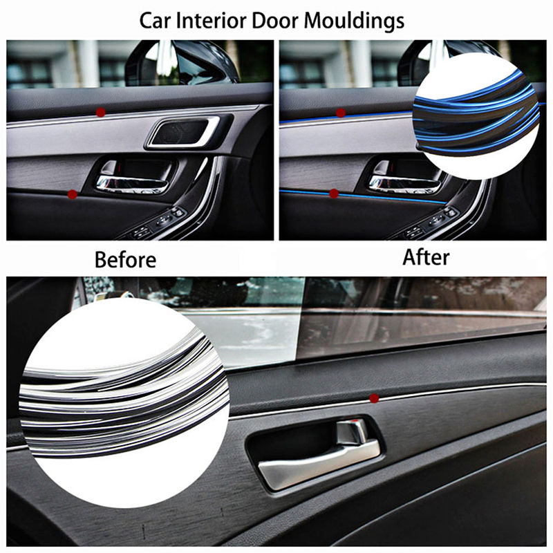 Thumbnail: 5M Car Dashboard Door Edge Insert Trim Styling Interior Decorative Moulding Univ