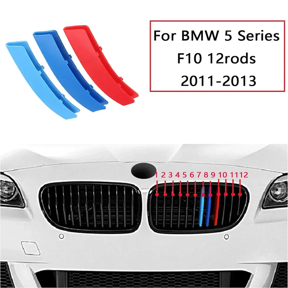 Thumbnail: 3Pcs ABS Car Racing Front Grille Trim Strips For BMW F10 F11 5 Series 2011-2017