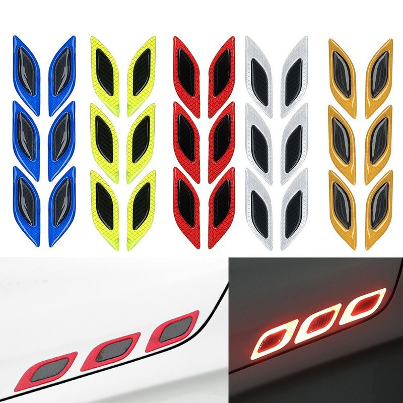 6pcs/Set Car Reflective Stickers Anti-Scratch Safety Warning Sticker for Moto Tr