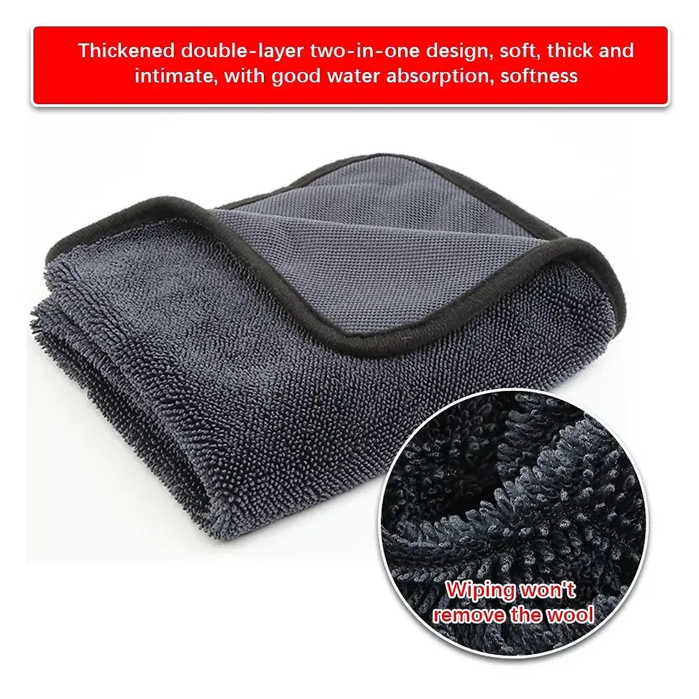 Thumbnail: Car Wash Towel 1200GSM Double Sided Towel Car Detailing Twisted Braid Cloth Supe