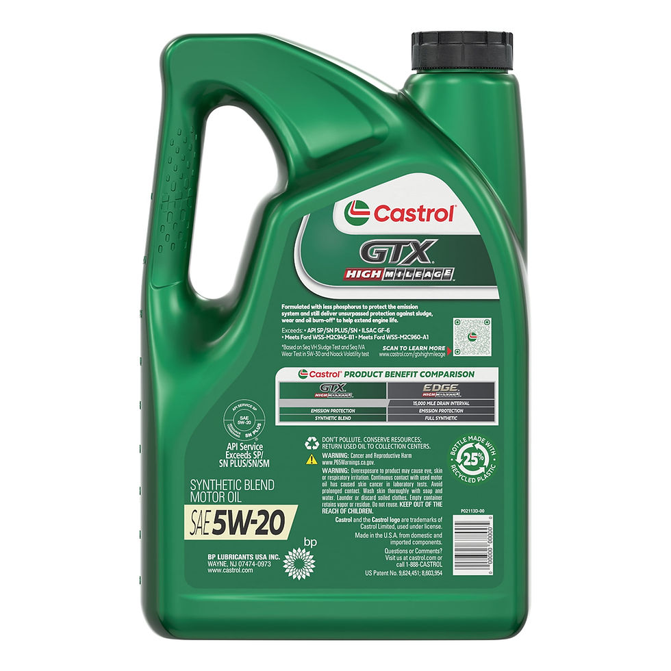 Thumbnail: Castrol GTX High Mileage 5W-20 Synthetic Blend Motor Oil, 5 Quarts