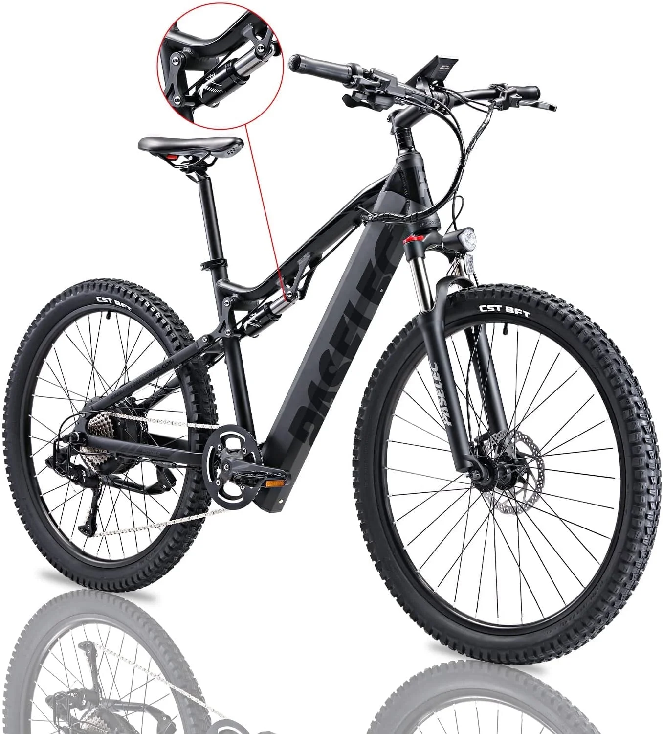 Electric Bikes for Adult, 27.5 Full Suspension Mountain Ebike with Professional